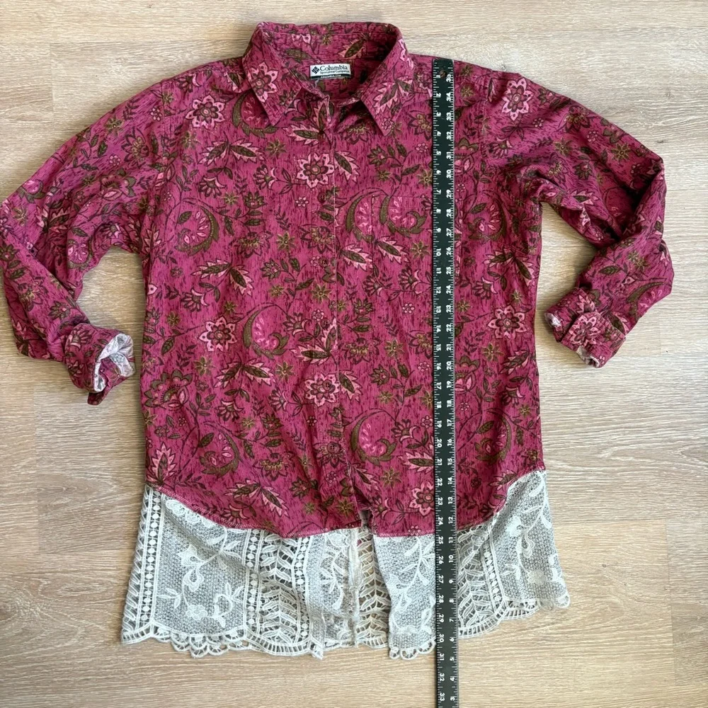 Grateful Dead Inspired Upcycled Button-down with Crochet Hem - Picture 7 of 11